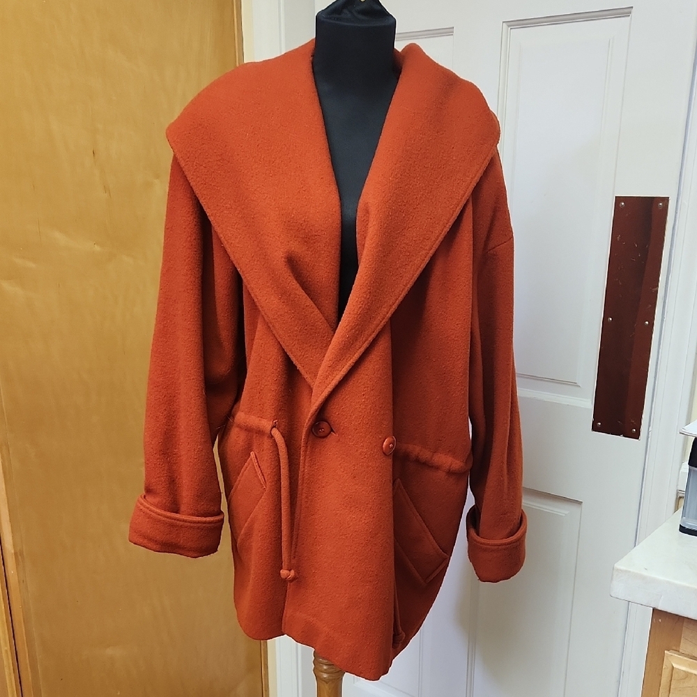 Women's Orange Wool Coat